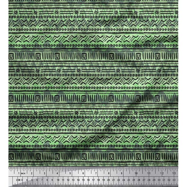 Soimoi Silk Fabric Geometric African Print Fabric by the Yard 42 Inch Wide