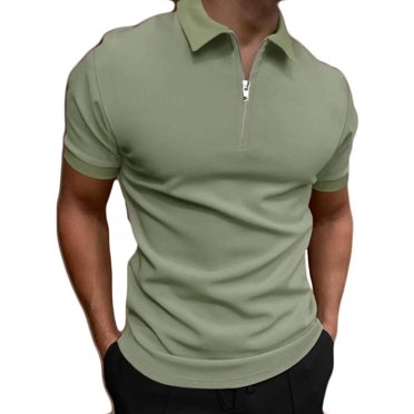 cfhntfmh Men's Short Sleeve Golf Shirts Big and Talls Casual Slim Collared Sports Tees Summer Quarter Zipper T-Shirts