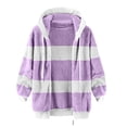 thumbnail image 4 of TIMIFIS Womens Winter Fuzzy Fleece Jacket Hooded Color Block Patchwork Cardigan Coats Outerwear Fashion-PurpleFall/Winter, 4 of 5