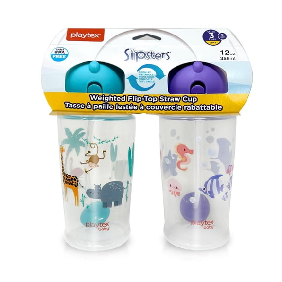 Playtex Baby® Weighted Flip Top Straw Cup - 2x10oz Cups