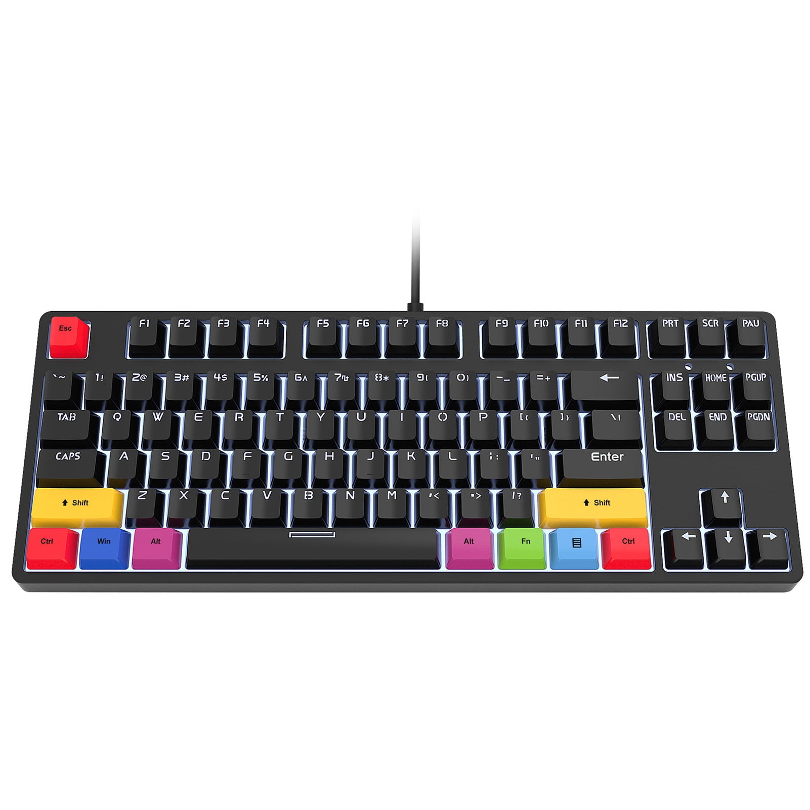 Visland Mechanical Keyboard N-Key Rollover Red Switch Ergonomic 87 Keys E-sport Wired Keyboard for Window 10/8/7/XP