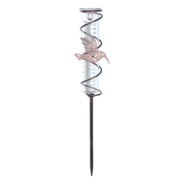 TopLLC Christmas Tree Ornaments, Hummingbird Glass Rain Gauge Outdoor Rated-7 Inch Capacity Glass Rain Gauge For Yard With Stake Metal Bird Decoration For Garden Backyard Rain Gauge