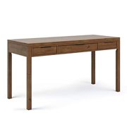 SIMPLIHOME Hollande SOLID WOOD Moderne contemporain 60 largeur Home Bureau, table d'écriture, poste de travail, mobilier de table d ́étude en selle moyenne brun avec 2 Tiroirs