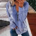 thumbnail image 1 of Chandails à Capuchon Mode pour Femmes 2023 Hauts Automne Manches Longues Ample Chandail à Enfiler Chemise Chic Décontracté Dames Rayé Col Rond Chandails 50 % de Rabais Liquidation Costumes d'Halloween/Noël, 1 of 5