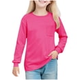 thumbnail image 2 of Cowsor Girl's Crew Neck Solid Color Sweatshirts with No Hood Casual Color Block Long Sleeve Pullover Tops, 2 of 7