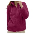 thumbnail image 1 of Kcodviy Women's Solid Color Fleece Jacket inside Pockets Jacket Collar Zip Up Fitted Fleece Jacket Women Cozy Outerwear, 1 of 3