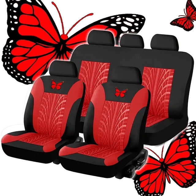 HIGERH Universal Car Seat Covers Set | 9-Piece Full Set for 5-Seater | Embroidered Design with Memory Silk Wadding | Breathable, Non-Slip & Comfortable Seat Cushions