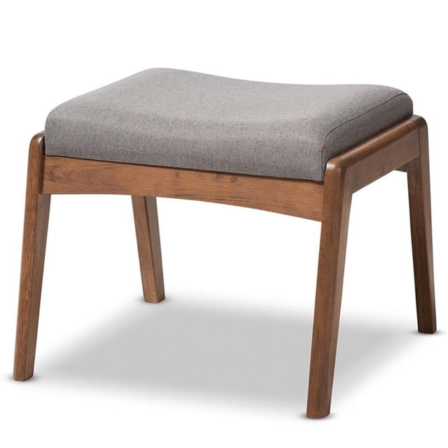 Allora Pouf Rembourré Gris et Noyer