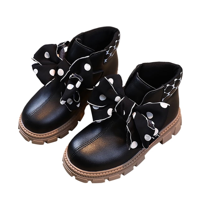 Stylish Girls Boots for Kids Warm Little Girls Riding Autumn and Winter - Girls Mad Scientist Simple Bow Design Children's Leather Kids High Heels3 for Snow Boots for Little and Girls Boot