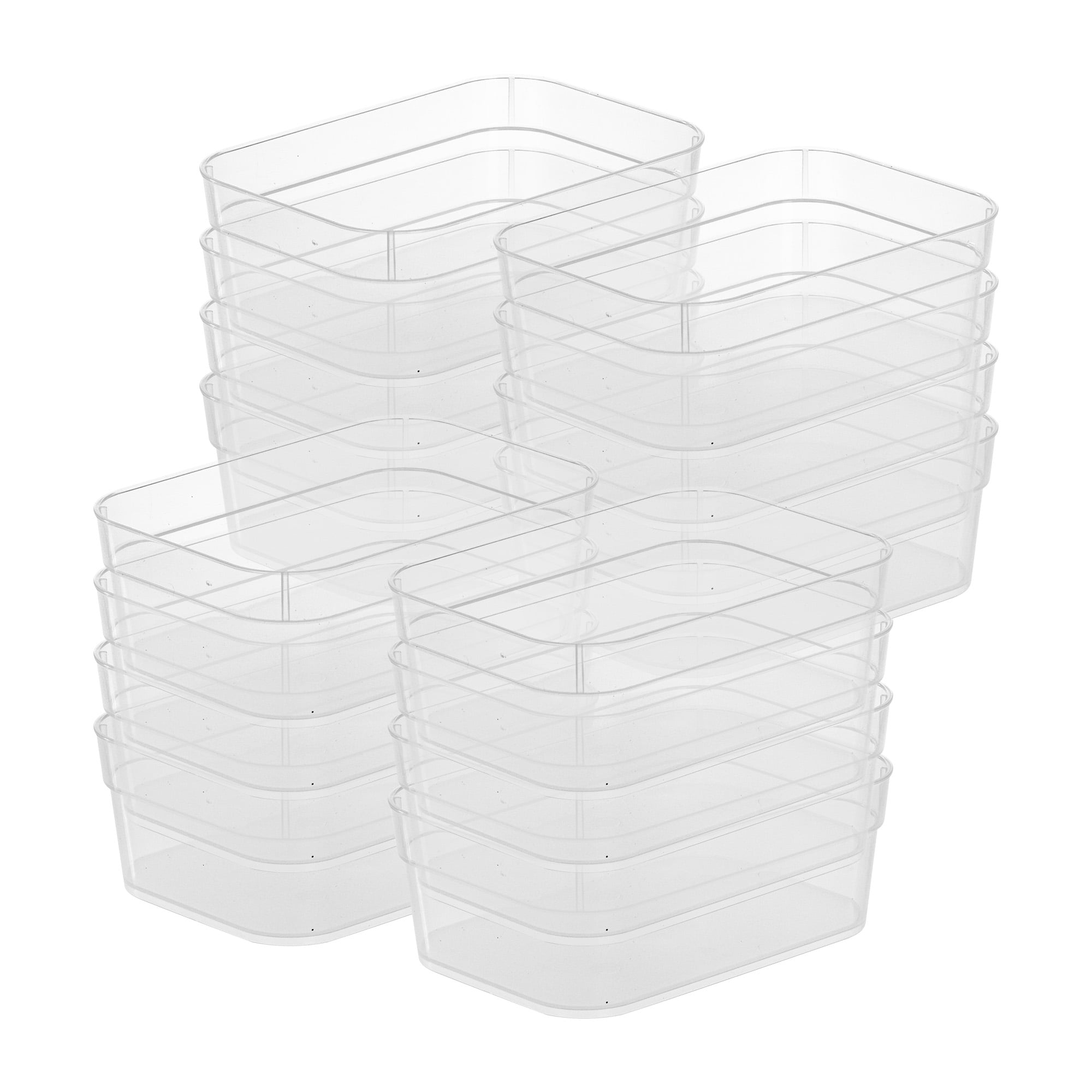 Sterilite Medium Storage Trays for Desktop and Drawer Organization, 48 Pack