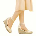 thumbnail image 2 of BLISSFUL STEP Sandales Compensées à Plateforme en Espadrille à Lacets pour Femmes Vert (Taille 9), 2 of 5