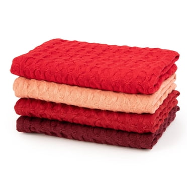 Mainstays 4 Pieces, Waffle Dishcloths, Red