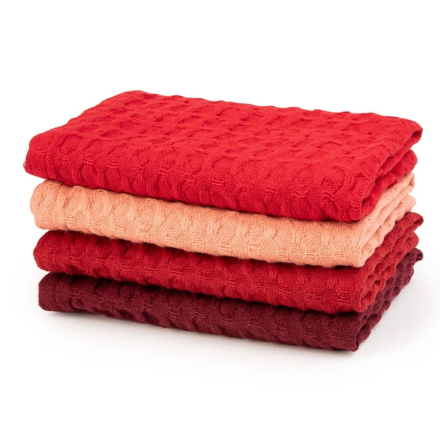 Mainstays 4 Pieces, Waffle Dishcloths, Red