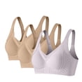 thumbnail image 1 of Amzcrzy 3PC Womens Bras Comfortable Supportive Lift Push up Bra Trendy Solid Color Ribbed Seamless T Shirt Bra XL, 1 of 5