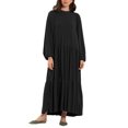 thumbnail image 2 of Gspmoly Robes Décontractées pour Femmes, Robe Décontractée Grande Taille pour Femmes à Col Montant, Couleur Unie, Manches Longues, Hiver Automne, Basique, Maxi Longue Décontractée, Robe Quotidienne de Vacances, Robes d'Été pour Femmes, Offres Hebdomadaires, 2 of 6