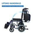thumbnail image 2 of Fauteuil Roulant de Transport Pliable, Freins à Main et Roue Arrière de 12 Pouces, Repose-Pieds à Bascule et Soutien jusqu'à 220 Lbs, Siège de 18 Pouces de Large, 2 of 10