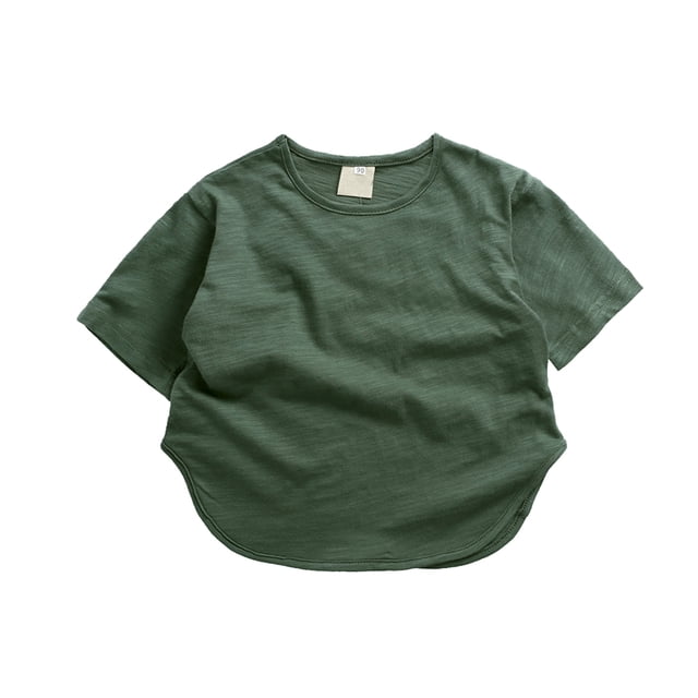 Hauts d'Été pour Garçons en Bas Âge T-Shirts Classiques Coupe Ample Manches Courtes Col Rabattu Volants Col Rond Blouse Quotidienne Chemises de Printemps pour Enfants 4-5T