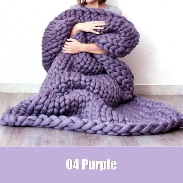 Thick Crochet Chunky Cable Knit Blanket Beautiful Handmade Cover Yarn Wool Bulky Bed Spread Throw For Home Decor