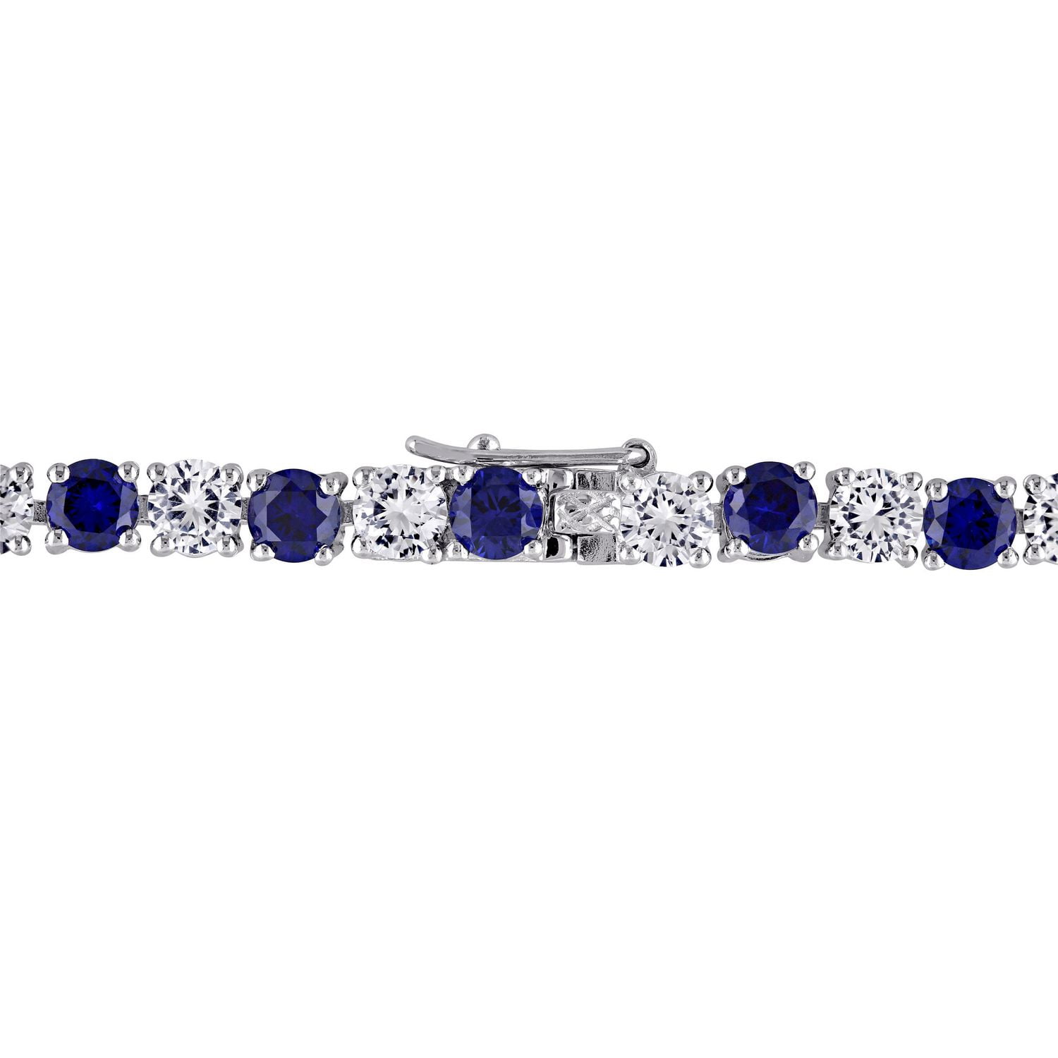 Bracelet tennis Tangelo avec saphirs bleus et blanc synthétiques 14-1/4 CT PBT en argent sterling, 7.25 po