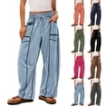thumbnail image 2 of Pcksrro Sweatpants for Women With Pockets High Waisted Casual Drawstring Pants Baggy Wide Leg Trouser, 2 of 9
