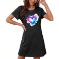 thumbnail image 4 of Chemises de Nuit pour Femmes, Chemise de Nuit Courte Surdimensionnée pour Femmes Mode à Imprimé sur la Poitrine à Manches Courtes, 4 of 7