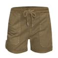 thumbnail image 2 of Plebaso Summer Womens Shorts Casual Drawstring Roll up Shorts Loose Solid Color Beach Shorts with Pockets, 2 of 5