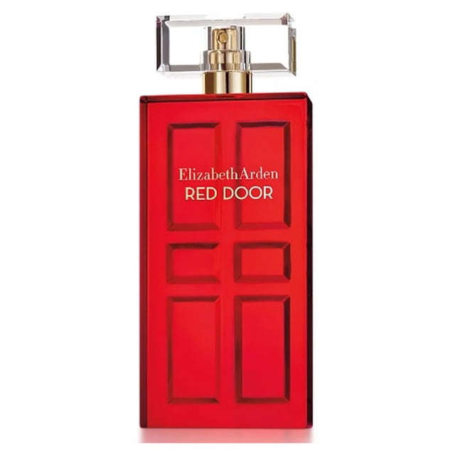 Elizabeth Arden Red Door Eau de Toilette Spray (3.3 fl. oz.) in a rectangular red bottle with a glossy finish, featuring a design inspired by the iconic red doors of the Red Door Spa. The bottle has a clear rectangular cap and gold spray nozzle, embodying timeless elegance and sophistication.