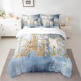 thumbnail image 2 of YST 7-Piece Romantic Paris Comforter Set, Queen – Light Blue Graffiti, Tie Dye Design, Modern Abstract Style, Bed In A Bag, 2 of 4