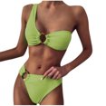 thumbnail image 2 of Weiqiqre Womens Swimsuits One Shoulder Bikini Twisted Ruched High Cut Bandeau Bikini Set Two Piece Swimsuit, 2 of 5