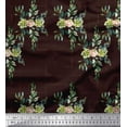 thumbnail image 1 of Soimoi Brown polyester Crepe Fabric Square & Leaves Printed Fabric 1 Yard 52 Inch Wide, 1 of 3