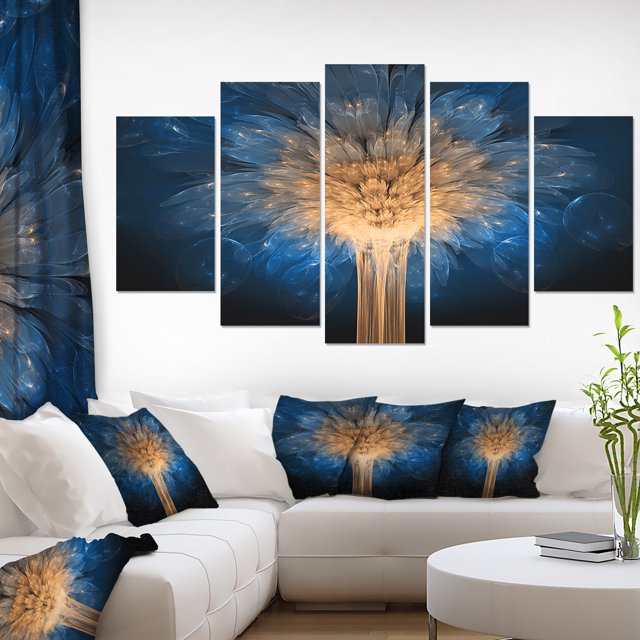 Fleur de Dragon Bleu 3D Fractale - Impression d'Art Abstrait sur Toile