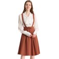 thumbnail image 1 of Unique Bargains Jupe Midi Plissée à Bretelles Rétro pour Femme à Taille Élastique avec Bretelles, 1 of 6