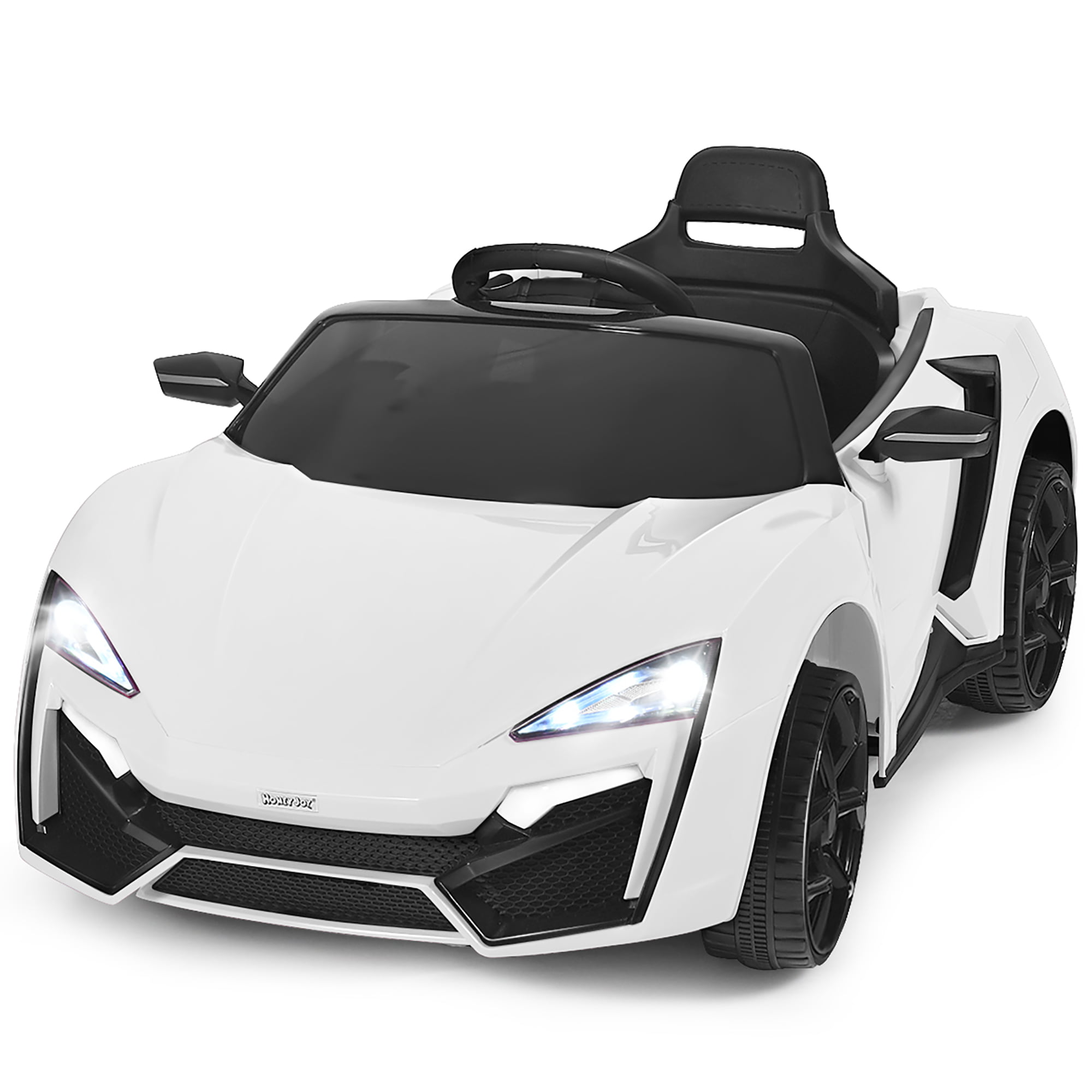 Costway 12V Kids Ride On Car 2.4G RC Electric Vehicle w/ Lights MP3 Openable Doors White