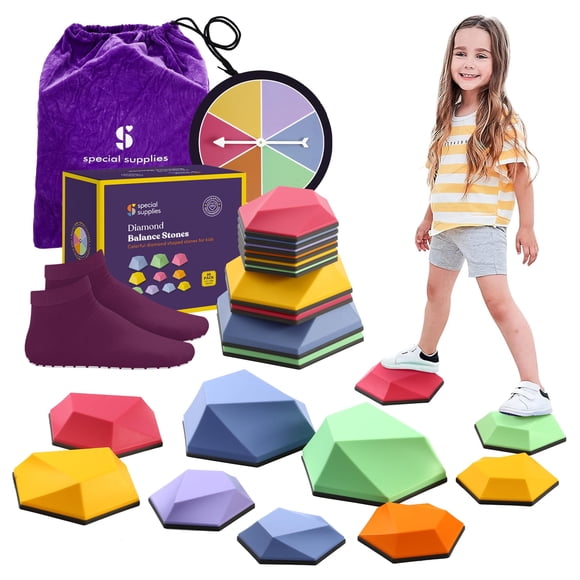 Special Supplies Stepping Stones for Kids Indoor and Outdoor Balance Blocks Promote Coordination, Balance, Strength Child Safe Rubber, Non-Slip Edgin