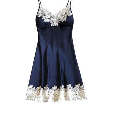 Rbaofujie Chemises de Nuit pour Femmes Satin Vêtements de Nuit Femmes Dames Nuisette Lingerie Aguichant avec Coussinets de Poitrine Pyjamas pour Filles