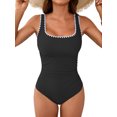 thumbnail image 1 of Charmo Womens Shell Square Neck One Piece Swimsuit Wider Straps Bath Suit Swimwear, 1 of 5