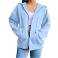 thumbnail image 2 of Chandails à Capuche Zippés pour Femmes Rabais de 50 % en Liquidation Blouse Mode Manches Longues Hauts Chandail Poches à Capuche, 2 of 6