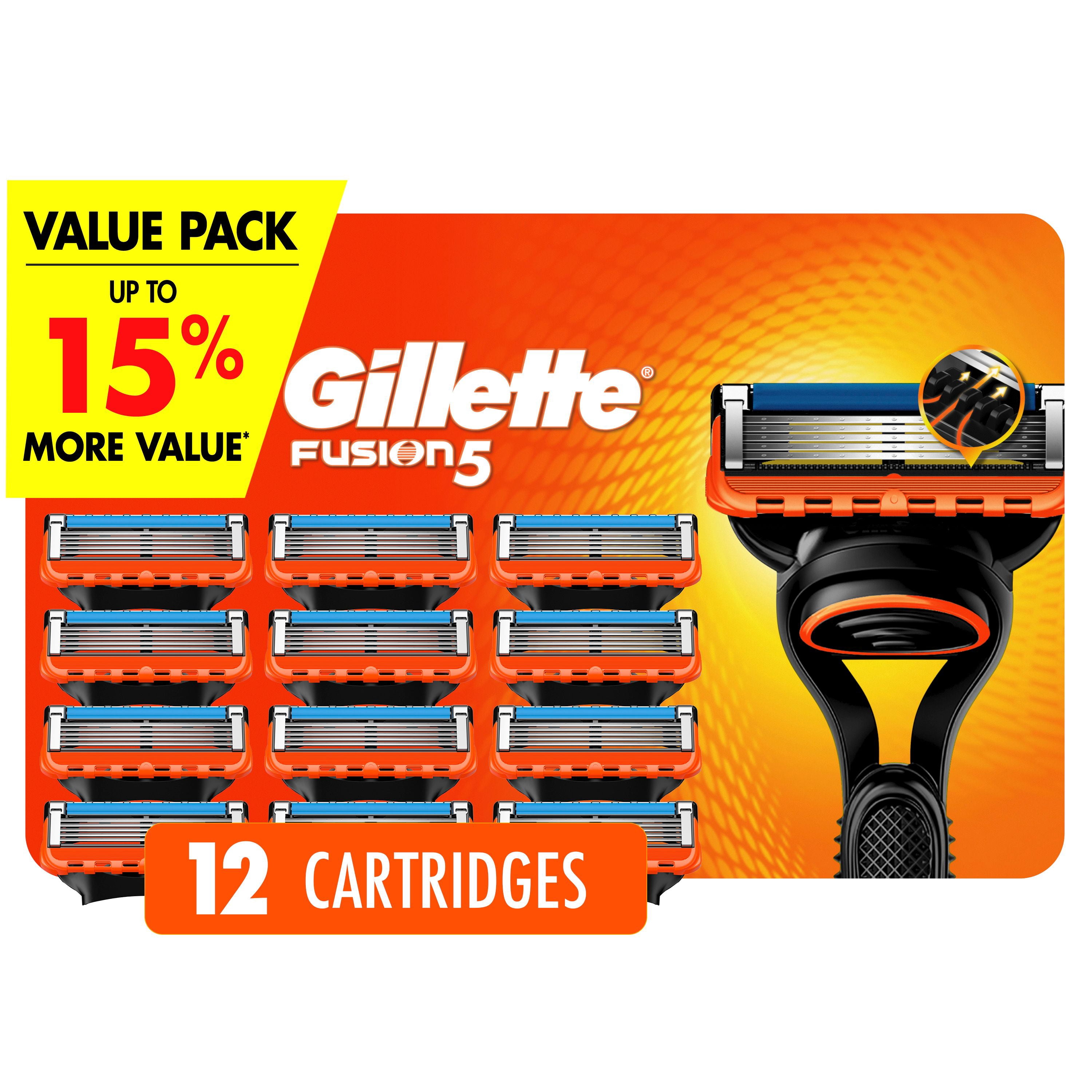 Gillette Fusion5 Razor Refills for Men Razor Cartridges, Lubrication Strip, Precision Trimmer for Men, 5-Blade Razor Blades for Close Shave 12ct