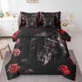 thumbnail image 1 of Black Wolf Ensemble de Douillette 7 Pcs Lit en Sac Simple, Ensembles de Literie Rose Rouges Fleurs Romantiques Draps de Lit, Ensemble de Draps Animaux Sauvages de la Forêt avec Douillette, 1 of 6
