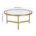 thumbnail image 3 of Henn&Hart 32"W Modern Metal/Glass Coffee Table in Brass Finish, 3 of 7