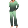 thumbnail image 2 of Sentmoon 2 Pcs Mignons Ensembles de Pyjamas Femme Col Rond Robe de Nuit pour Femmes Doux Confortable Ample Couleur Dégradée Pyjama pour Femmes avec Poches Mode pour Vacances Bleu Marine TG, 2 of 7