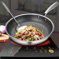 thumbnail image 1 of Kieccall Wok Pan Honeycomb Stainless Steel Cookware for Home Kitchen Stove and 3-Layer Steel Non-Stick Cooking, 1 of 8