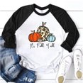 thumbnail image 2 of CEHVOM Women Thanksgiving Pumpkin Color Patchwork Print Tops Pullover Blouse T-Shirts, 2 of 8