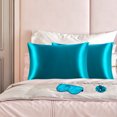 thumbnail image 1 of PiccoCasa Set of 2 Standard Satin Pillowcase Durable&Soft Enveloped Peacock Blue, 1 of 7