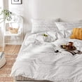 thumbnail image 4 of 3 Pcs Queen Boho Duvet Cover, Grey Geometric Pattern Printed on White Soft Mircofiber Bohemian Comforter Cover Bedding Set, 4 of 7
