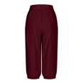 thumbnail image 4 of Timegard Womens Capri Pants Elastic High Waist Button Comfy Solid Color Casual Crop Pants with Pockets, 4 of 7