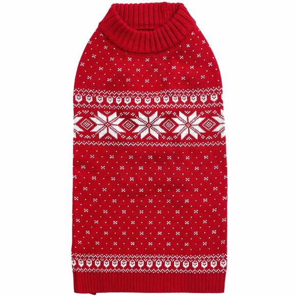 Blueberry Pet Christmas Snowflakes Holiday Festive Pullover Dog Sweater Back Length 10"" Pack of 1 Clothes for Dogs