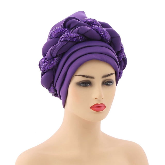 Fashion Women Beading Braid Hat Muslim Ruffle Cancer Beanie Wrap Cap Sleep Caps Satin Lined Hair Bonnets