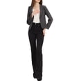 thumbnail image 2 of INSPIRE CHIC Women's Blazer Open Front Wear-to-Work Summer Crop Suit Jacket XL Dark Grey-Solid, 2 of 6