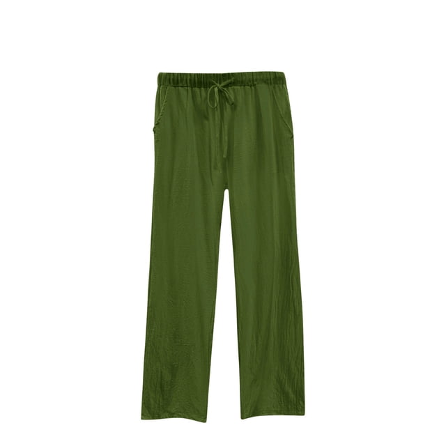 Timegard Plus Size Pants for Women Elastic Waist Drawstring Straight Leg Lounge Pants with Pockets